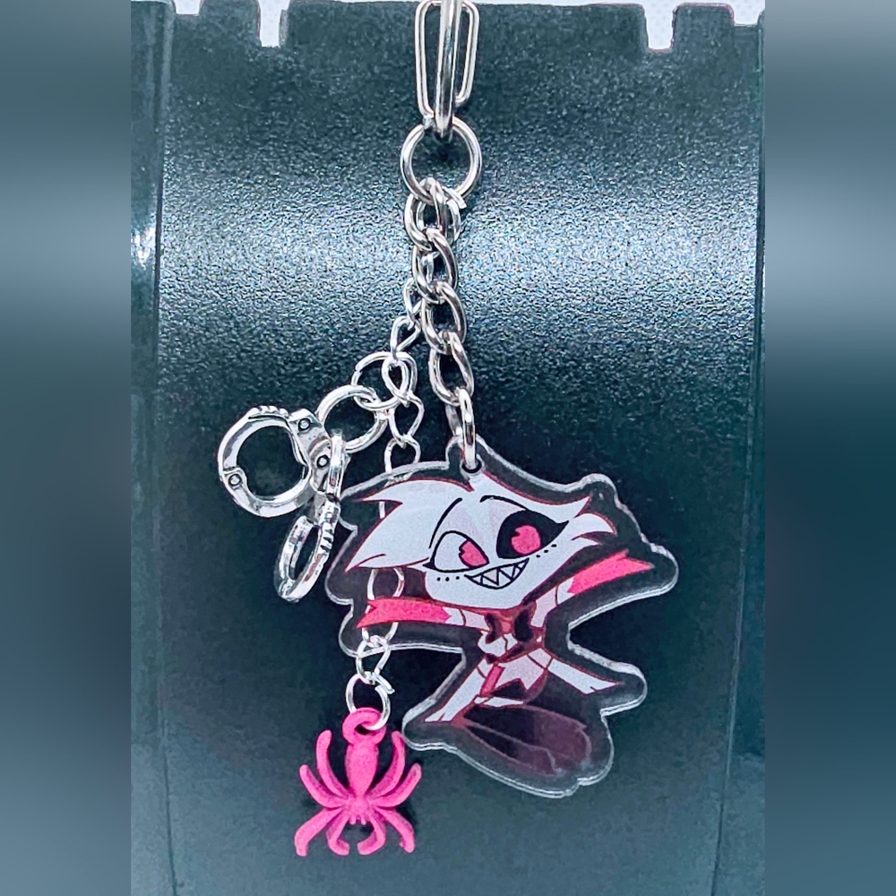 Angel Dust Hazbin Hotel Keychain! Handmade- Double‎ Sided Acrylic Angel Charm w/